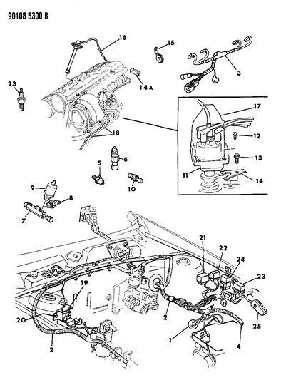 1990 Chrysler TC Maserati Wiring - Engine - Front End & Related Parts Diagram 2 - Thumbnail