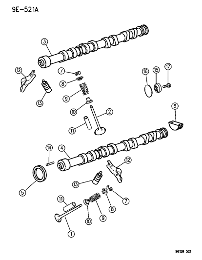 1996 Chrysler Cirrus Camshaft & Valves Diagram 3 - Thumbnail