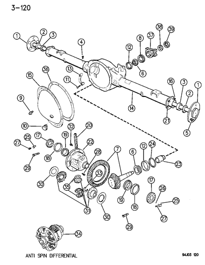 1996 Jeep Cherokee Differential Case Diagram for 4384220