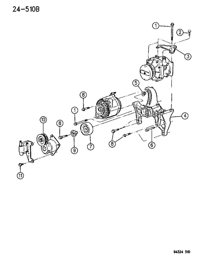 1994 Dodge Ram Wagon Mounting - Compressor Diagram