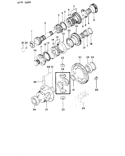 1985 Dodge Colt Bolt, 10X17.5 Q Engine 4 Speed Transmission Diagram for MB092220