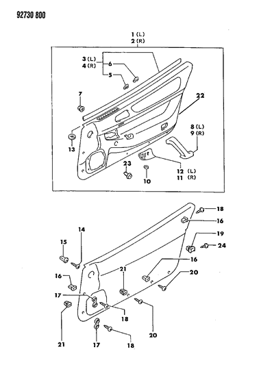 1992 Dodge Stealth Trim Panel Assembly Grommet, Front Diagram for MB692947
