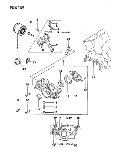 1990 Dodge Ram 50 Oil Pump & Oil Filter Diagram 2 - Thumbnail