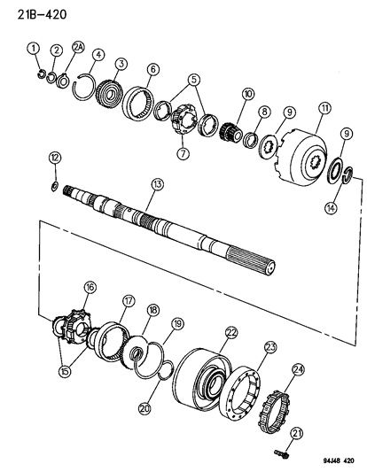 1995 Jeep Wrangler Gear Train & Output Shaft Diagram 2 - Thumbnail