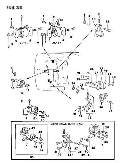 1991 Dodge Stealth Front Bracket Nut Diagram for MB288462