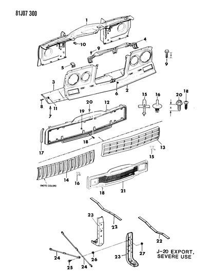 1984 Jeep Grand Wagoneer Air Deflector Diagram for J5466511
