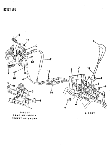 1992 Chrysler LeBaron GTC Controls, Gearshift Diagram