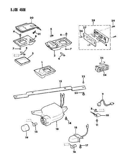 1988 Jeep Comanche Dome Lamp Diagram for 56002116
