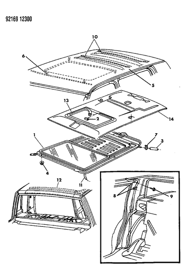 1992 Chrysler Imperial Welt, Headliner Diagram for H484HV4