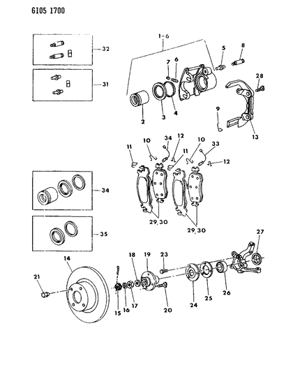 1986 Chrysler LeBaron Base Front Brakes Diagram 2 - Thumbnail