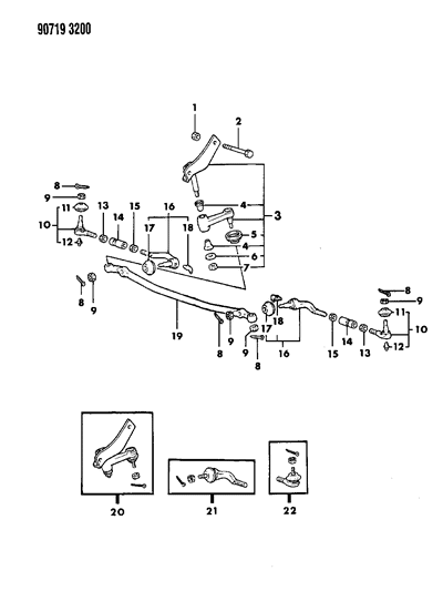 1990 Dodge Ram 50 Linkage, Steering Diagram 1 - Thumbnail