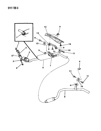 1989 Dodge Caravan Exhaust System Diagram 2 - Thumbnail