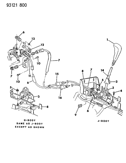 1993 Chrysler LeBaron GTC Controls, Gearshift Diagram