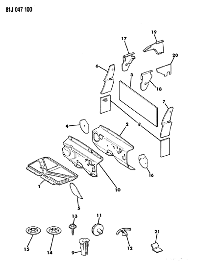 1986 Jeep Wagoneer Nut, Push, Hood Insulation, Diesel Engine, Europe Diagram for J4005955