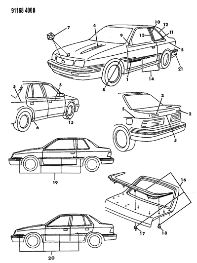 1991 Dodge Shadow Emblem Diagram for DG03KM9