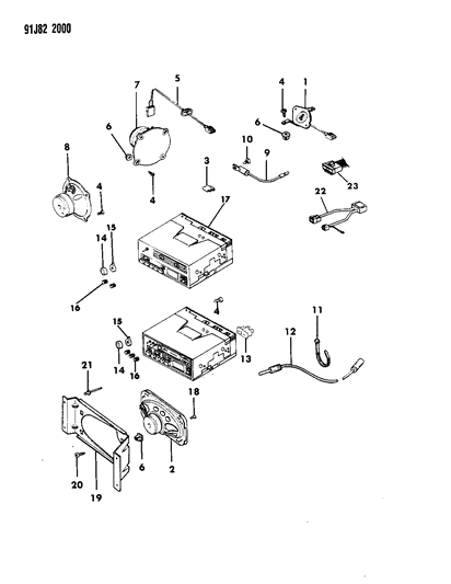 1991 Jeep Comanche Radio Speakers & Knobs Diagram 1 - Thumbnail