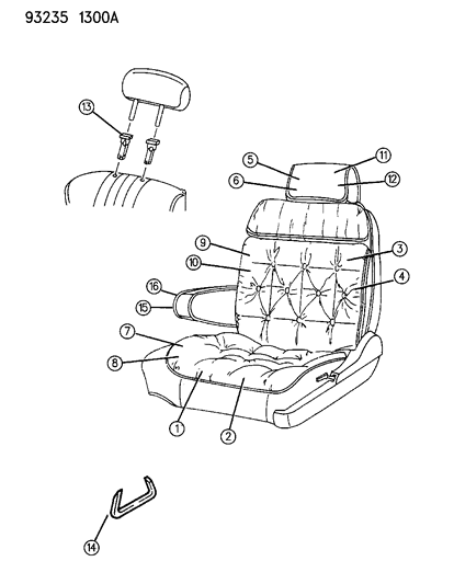 1993 Chrysler LeBaron Sedan Front Seat Diagram 3 - Thumbnail