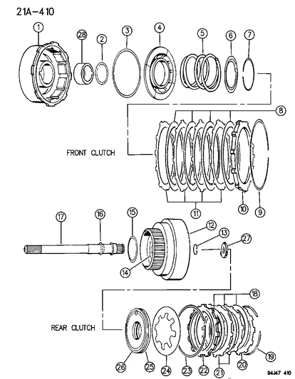 1994 Jeep Wrangler Bushing, Front Clutch Retainer, Front, Rear Diagram for 4617159