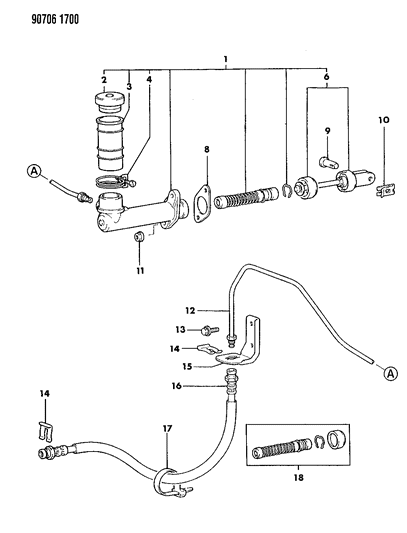 1990 Dodge Colt Clutch Master Cylinder Diagram 1 - Thumbnail
