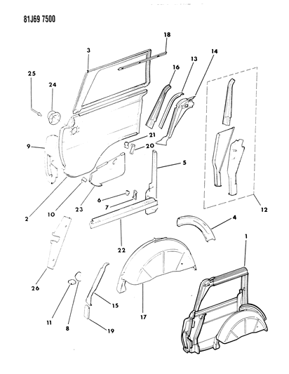 1986 Jeep Grand Wagoneer Panels - Rear Quarter Diagram 2 - Thumbnail