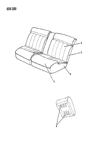 1988 Dodge 600 Sedan Rear Seat Diagram 1 - Thumbnail