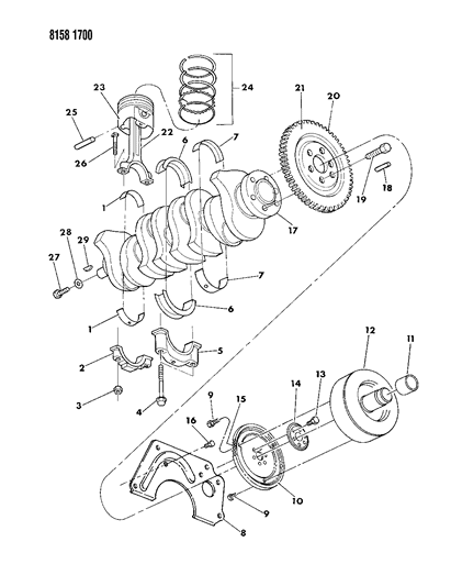 1988 Chrysler New Yorker Base Model Crankshaft , Pistons And Torque Converter Diagram 1 - Thumbnail