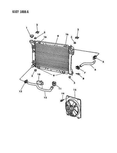 1986 Dodge Omni Radiator & Related Parts Diagram 2 - Thumbnail