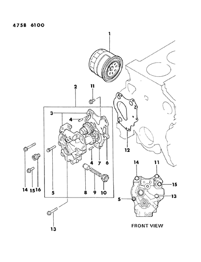 1984 Dodge Colt Oil Pump & Filter Diagram 1 - Thumbnail