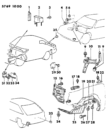 1986 Dodge Colt Grommet Tailgate Diagram for MB078401