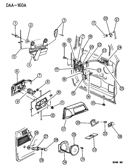 1995 Dodge Spirit Lock Actuator, Front Passenger Side Diagram for 4615409
