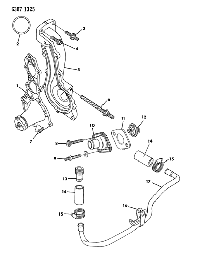 1987 Dodge Dakota Water Pump & Related Parts Diagram 1 - Thumbnail
