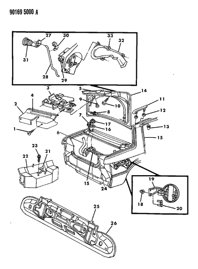 1990 Chrysler LeBaron Sedan Deck Lid & Lower Panel Fuel Filler Door Diagram