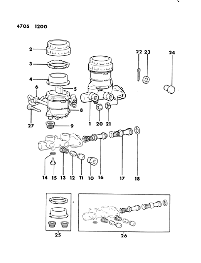 1984 Dodge Colt Bolt, Master Cylinder, Inner Diagram for MB238320