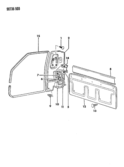 1990 Dodge Ram 50 B-Pillar & Back Panel Trim Diagram 2 - Thumbnail