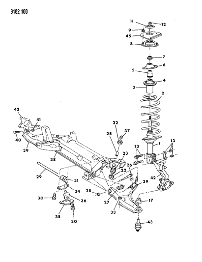 1989 Dodge Omni Stabilizer Bar Diagram for 4449368
