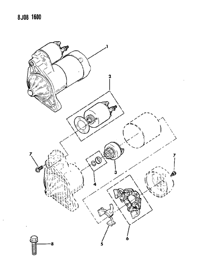 1990 Jeep Comanche Starter & Mounting Diagram 2 - Thumbnail