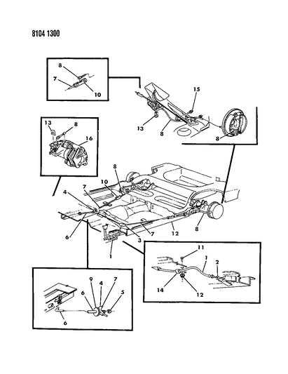 1988 Chrysler New Yorker Rear Cable Diagram for 4485102