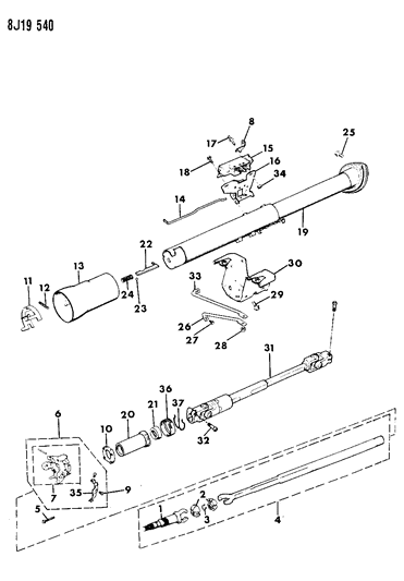1990 Jeep Comanche Housing - Steering Column Lower Diagram 4 - Thumbnail
