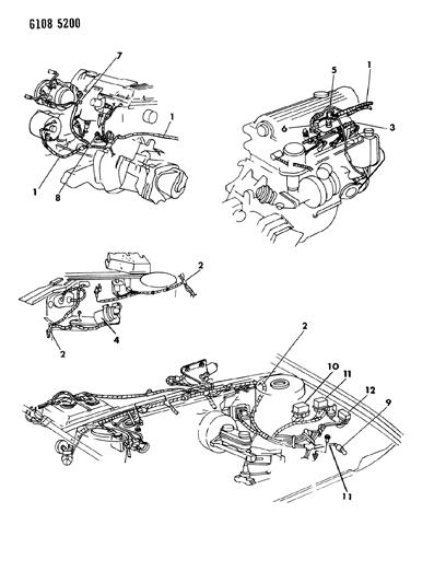 1986 Dodge Lancer Wiring - Engine - Front End & Related Parts Diagram