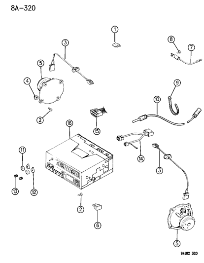 1996 Jeep Cherokee Radio & Speakers Diagram 2 - Thumbnail