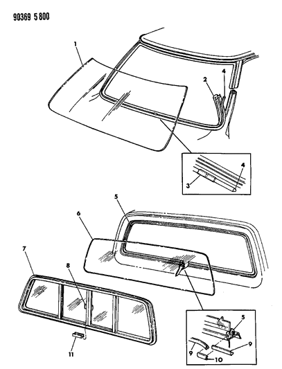 1990 Dodge W350 Weatherstrip, Rear Diagram for 4335283