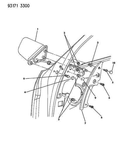 1993 Chrysler New Yorker Salon Mirror - Exterior Diagram