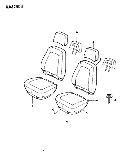 1987 Jeep Comanche Cover, Cushion Diagram for 55020864