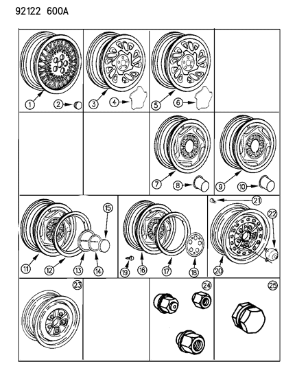 1992 Chrysler Town & Country Center Cap, Black Diagram for 4472436