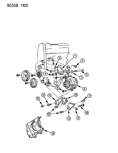 1992 Dodge Ram Wagon Alternator & Mounting Diagram 3 - Thumbnail