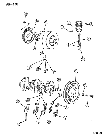 1994 Dodge Caravan Crankshaft , Piston & Torque Converter Diagram 3 - Thumbnail