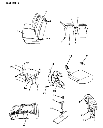 1987 Dodge Diplomat Front Seat Diagram 1 - Thumbnail