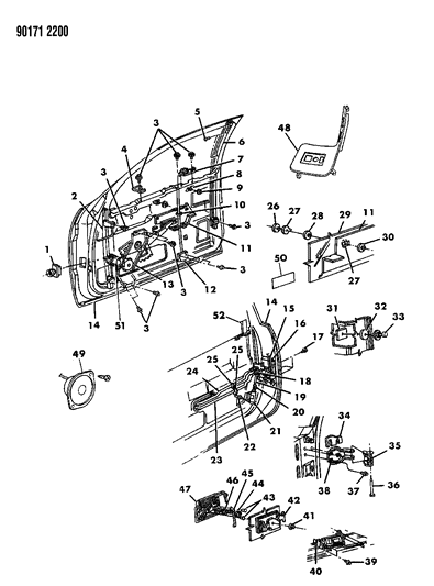 1990 Chrysler LeBaron GTC Door, Front Complete Less Weatherstrip And Runs Diagram 2 - Thumbnail