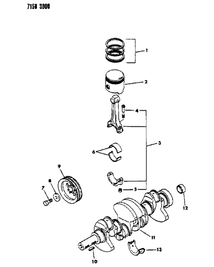 1987 Dodge Aries Crankshaft , Pistons And Torque Converter Diagram 2 - Thumbnail