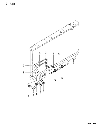 1995 Chrysler Sebring Lower Hose Diagram for MB957145